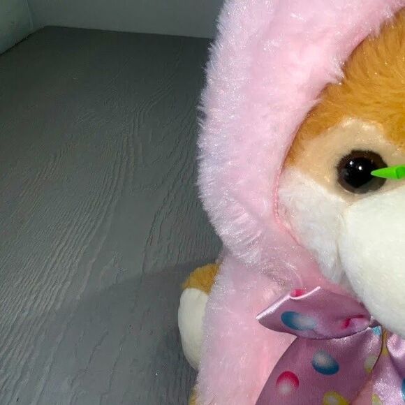 Rare Hugfun Brown Pomeranian Dog In Pink Rabbit Costume 12" - Picture 14 of 15